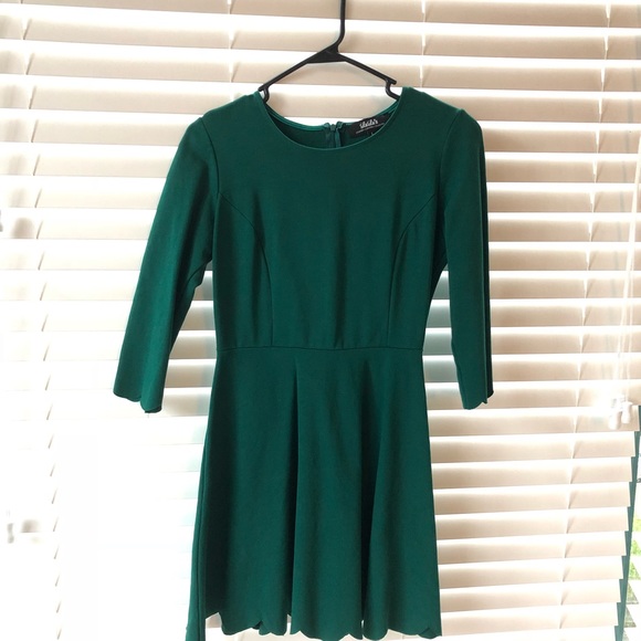 LuLus Cumulonimbus Green Skater Dress Scallop M - Picture 2 of 2
